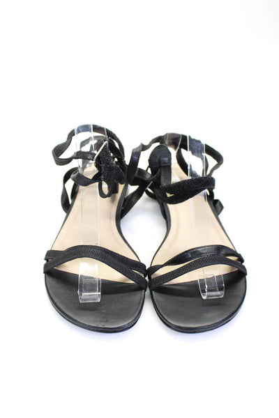 Rebecca Allen Womens Leather Hook Pile Tape Wrapped Sandals Black Size 9