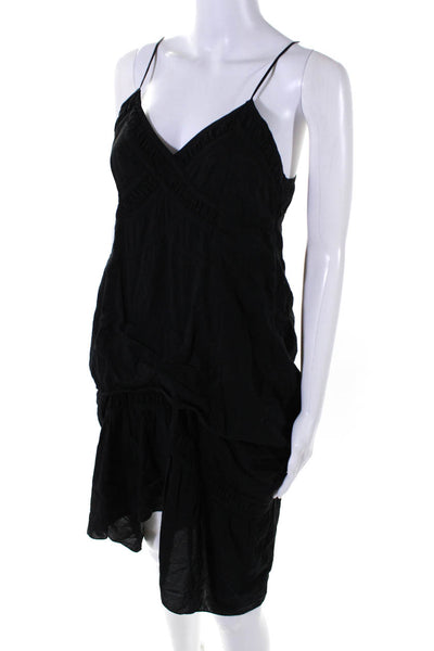 Morgane Le Fay Womens Cotton Side Zipped Sleeveless Ruched Dress Black Size M