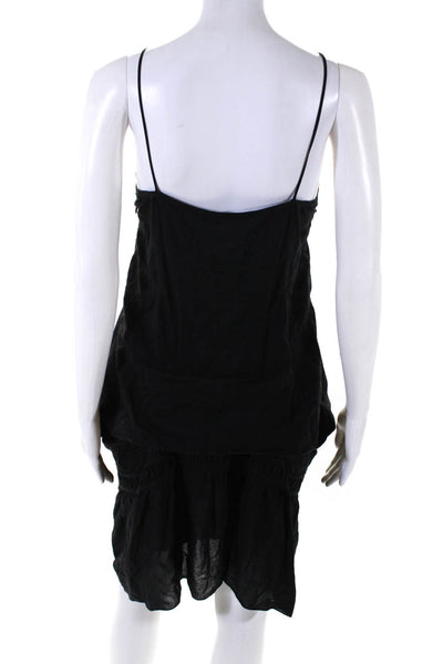 Morgane Le Fay Womens Cotton Side Zipped Sleeveless Ruched Dress Black Size M