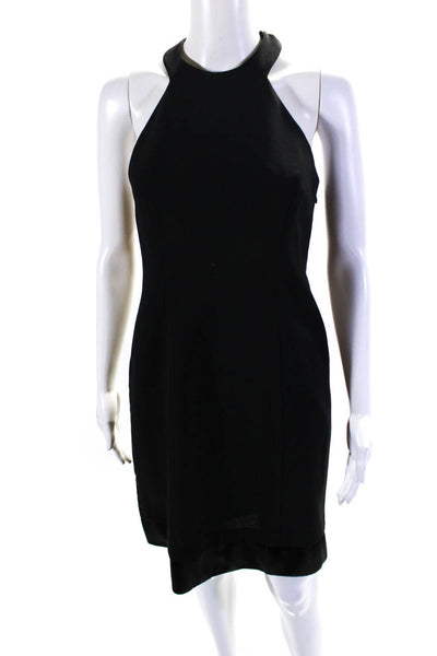 Laundry by Shelli Segal Womens Cut Out High Neck Satin Trim Dress Black Size 2