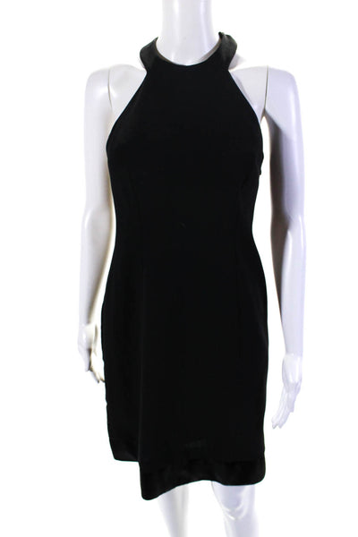 Laundry by Shelli Segal Womens Cut Out High Neck Satin Trim Dress Black Size 2