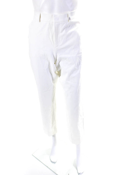 Bogner Womens Cotton Two Pocket Hook Closure Straight Leg Pants White Size L8