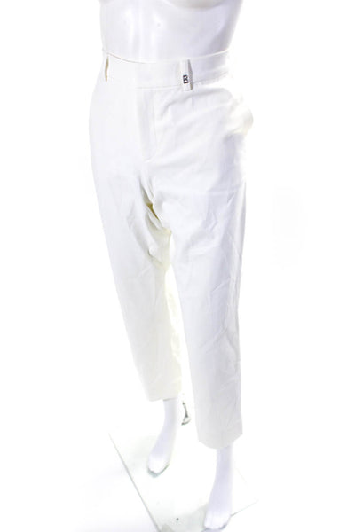 Bogner Womens Cotton Two Pocket Hook Closure Straight Leg Pants White Size L8