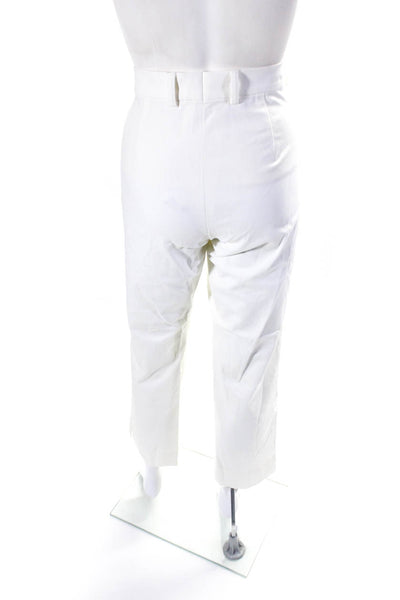 Bogner Womens Cotton Two Pocket Hook Closure Straight Leg Pants White Size L8