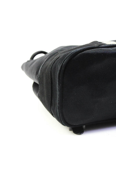 Salvatore Ferragamo Womens Single Strap Crystal Satin Bucket Handbag Black