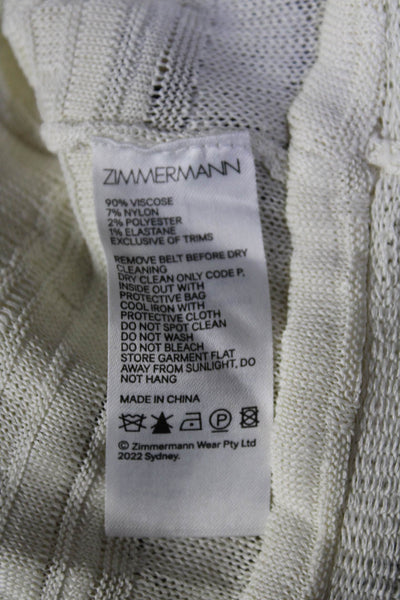 Zimmermann Womens White Black Detail Ruffle Collar Shift Dress Size OP