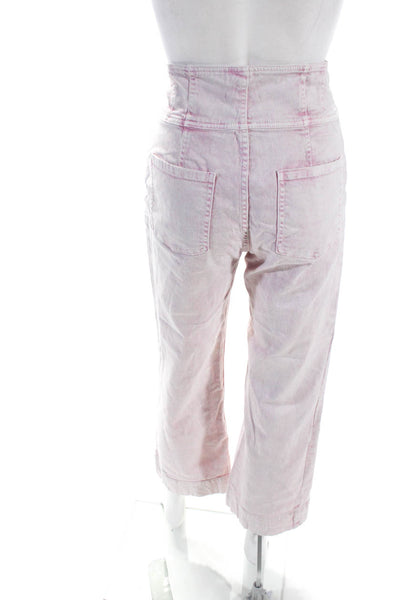 Ulla Johnson Womens Faded Light Pink Cotton High Rise Wide Leg Jeans Size 8