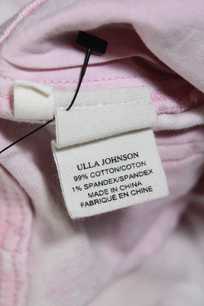 Ulla Johnson Womens Faded Light Pink Cotton High Rise Wide Leg Jeans Size 8