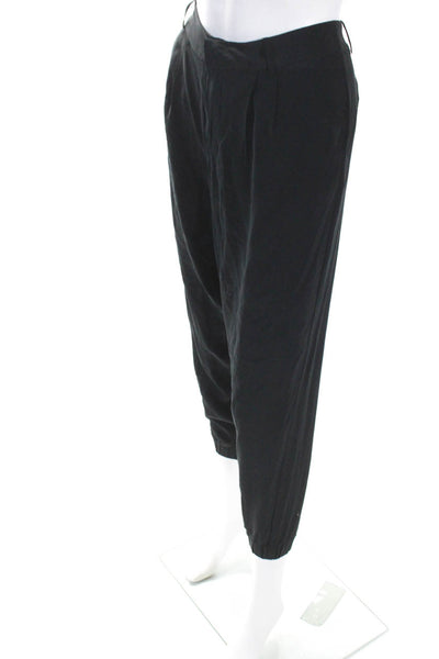 Joie Womens Low Rise Slim Leg Cropped Silk Dress Pants Black Size 4