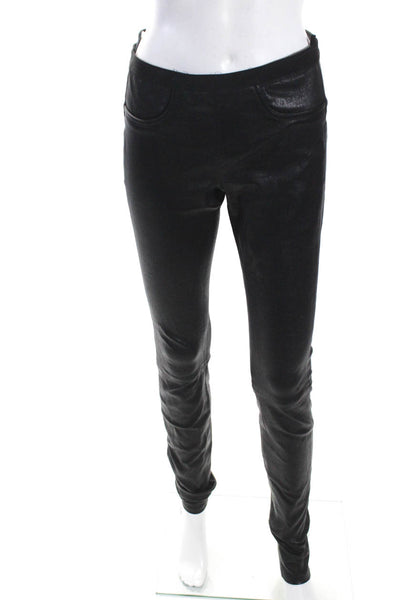 Helmut Lang Womens Mid Rise Leather Leggings Skinny Pants Black Size 4