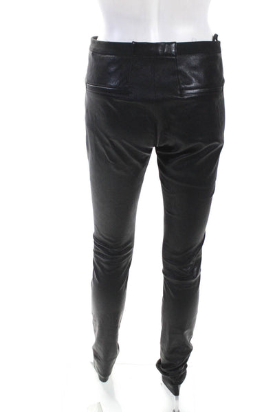 Helmut Lang Womens Mid Rise Leather Leggings Skinny Pants Black Size 4