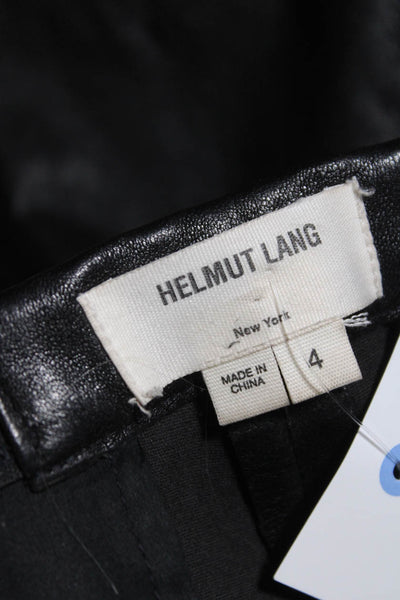 Helmut Lang Womens Mid Rise Leather Leggings Skinny Pants Black Size 4