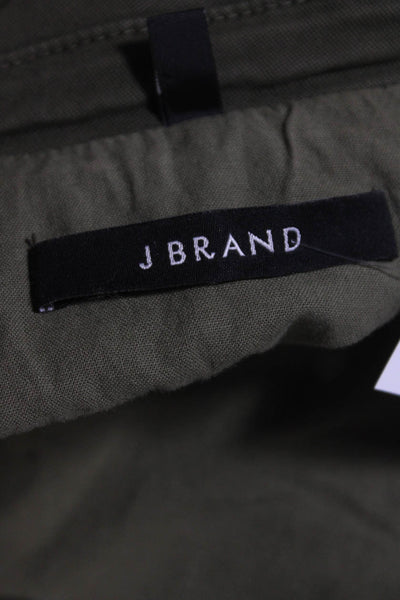 J Brand Womens Arden Raw Hem Fringe Canvas Button Up Vest Jungle Green Small