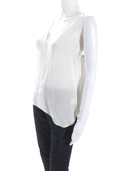 ALC Womens Open Back Twist Hem Sleeveless Top Blouse White Silk Size Medium