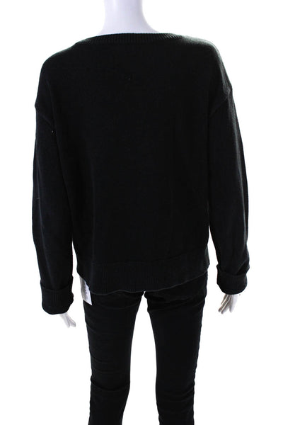 Reformation Jeans Womens Crew Neck Sweater Black Organic Cotton Size Medium
