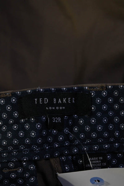 Ted Baker London Mens Cotton 4 Pocket Button Close Tapered Pants Brown Size 32R