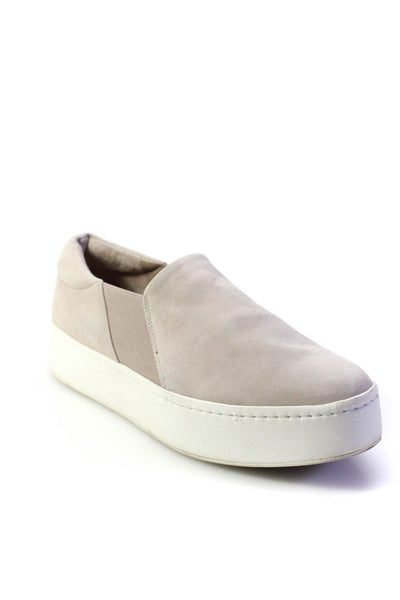 Vince Womens Light Gray Suede Slip On Platform Fashion Sneakers Shoes Size 8.5M