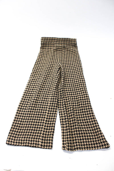 Zara Womens Brown Houndstooth Print High Rise Crop Wide Leg Pants Size XS lot 2