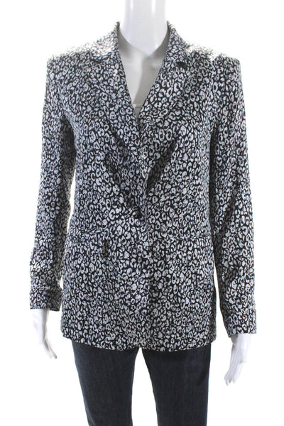 L'Academie Womens Black Printed One Button Long Sleeve Blazer Jacket Size XXS