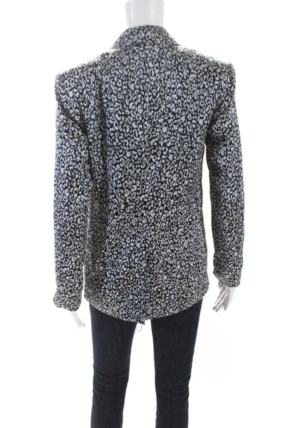 L'Academie Womens Black Printed One Button Long Sleeve Blazer Jacket Size XXS