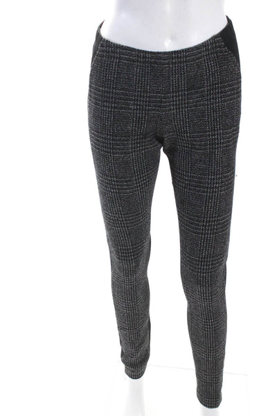 Donna Karan New York Womens High Rise Glen Plaid Leggings Black Gray Wool Size 6