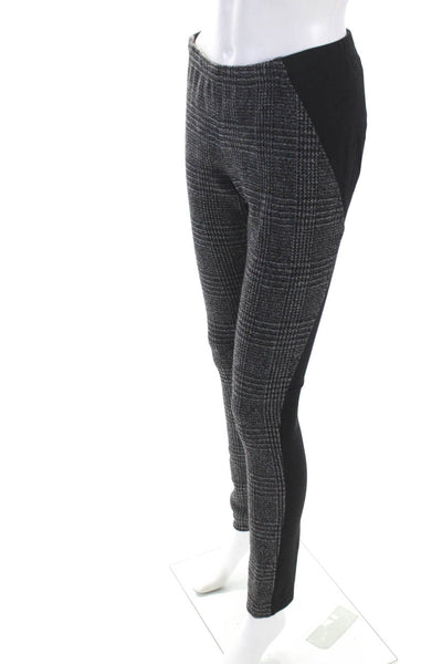 Donna Karan New York Womens High Rise Glen Plaid Leggings Black Gray Wool Size 6