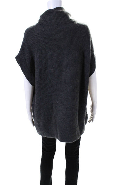 Minnie Rose Womens Dolman Sleeve Oversize Turtleneck Sweater Gray Cashmere XS/S