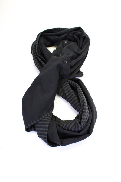 Lululemon Womens Striped Jersey Convertible Snap Scarf Black Gray