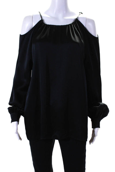 Rosetta Getty Womens Black Tie Back Cold Shoulder Long Sleeve Blouse Top Size 8