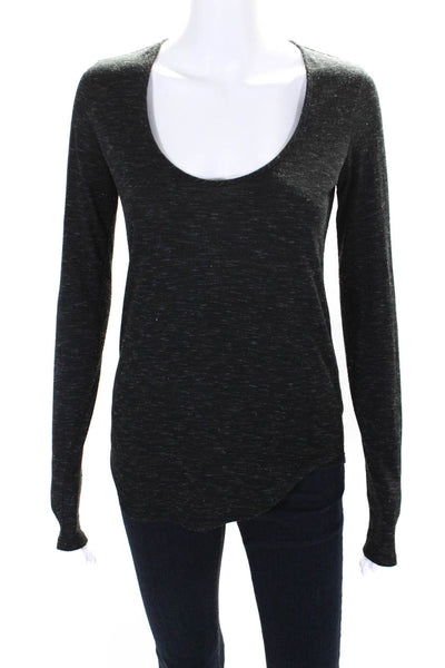 Helmut Lang For Intermix Womens Long Sleeve Scoop Neck Knit Shirt Gray Small