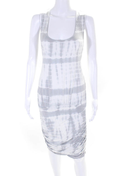 Young Fabulous & Broke Womens Ruched Tie Dyed Knit Dress Gray White Size Small