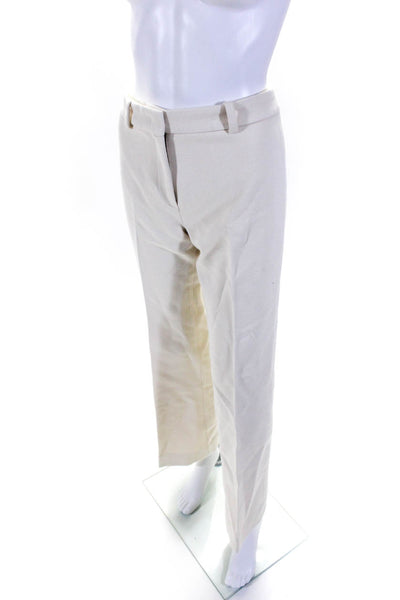 Derek Lam Womens Zipper Fly Mid Rise Pleated Wide Leg Pants White Wool Size 2