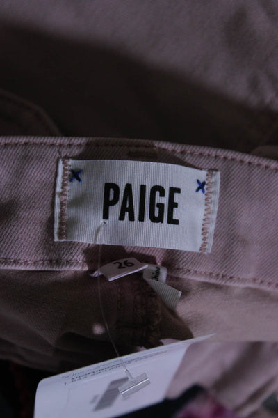 Paige Womens Mid Rise Zipper Trim Cropped Pants Pink Cotton Size 26
