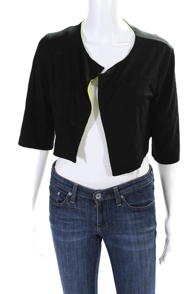 D. Exterior Womens Open Front Half Sleeve Knit Cropped Jacket Black Size Small