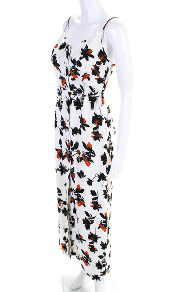 Derek Lam Womens Button Front Spaghetti Strap Floral Midi Dress White Multi 2