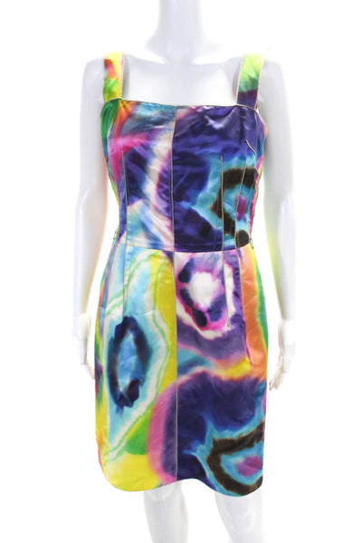 Dolce & Gabbana Womens Multicolor Printed Zip Back Sleeveless Shift Dress Size40