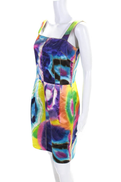 Dolce & Gabbana Womens Multicolor Printed Zip Back Sleeveless Shift Dress Size40