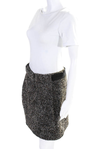 Chloe Womens Brown Wool Textured Elastic Waist Lined Mini A-Line Skirt Size 38