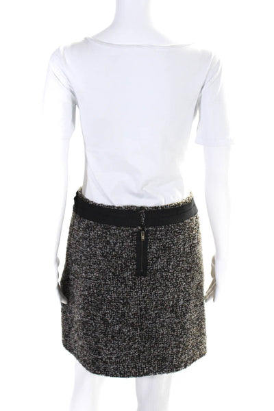 Chloe Womens Brown Wool Textured Elastic Waist Lined Mini A-Line Skirt Size 38