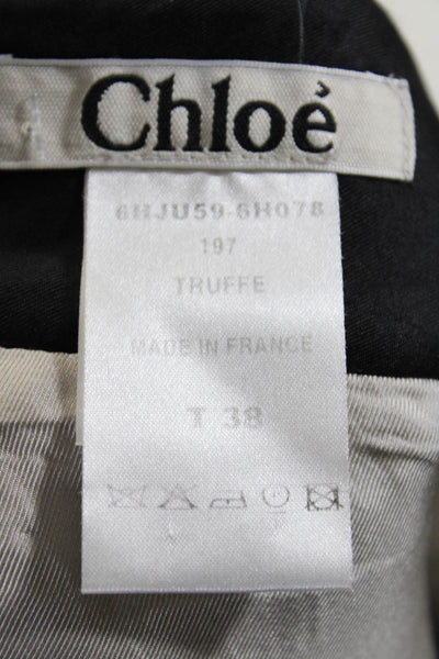 Chloe Womens Brown Wool Textured Elastic Waist Lined Mini A-Line Skirt Size 38