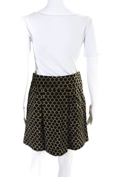 Etro Womens Black Brown Printed Velour Cotton Pleated Mini A-Line Skirt Size 42