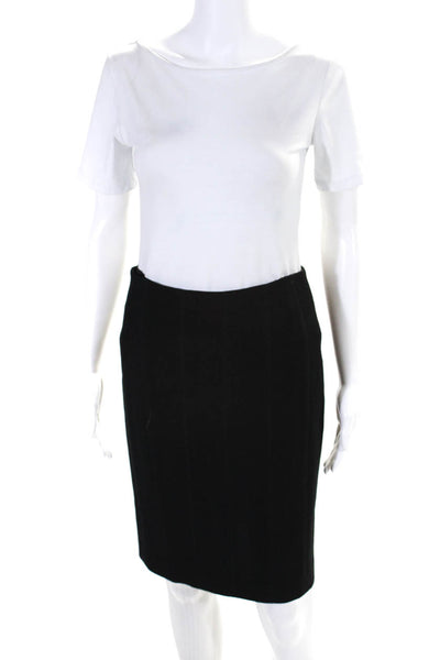 Akris Punto Womens Black Wool Zip Back Lined Knee Length Pencil Skirt Size 4