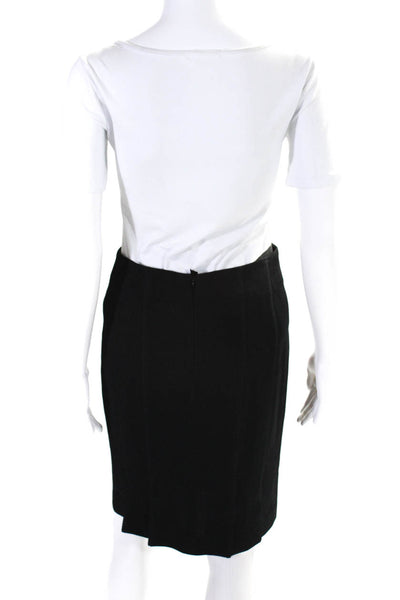 Akris Punto Womens Black Wool Zip Back Lined Knee Length Pencil Skirt Size 4