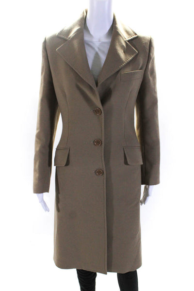 Dolce & Gabbana Womens Button Down Wide Lapel Coat Nutmeg Brown Size Small