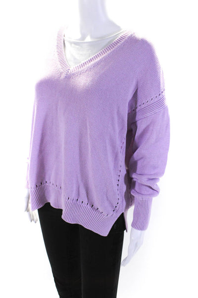 Cotton By Autumn Cashmere Womens Long Sleeves V Neck Sweater Pink Size Medium
