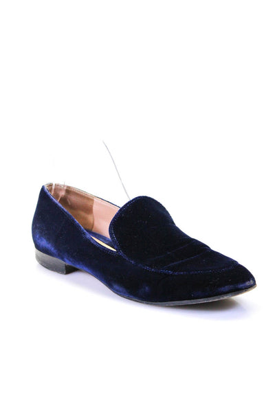 Gianvito Rossi Womens Velvet Slide On Loafers Dark Sapphire Blue Size 38.5 8.5