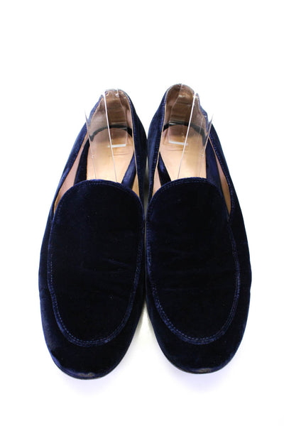 Gianvito Rossi Womens Velvet Slide On Loafers Dark Sapphire Blue Size 38.5 8.5