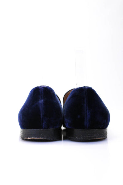 Gianvito Rossi Womens Velvet Slide On Loafers Dark Sapphire Blue Size 38.5 8.5