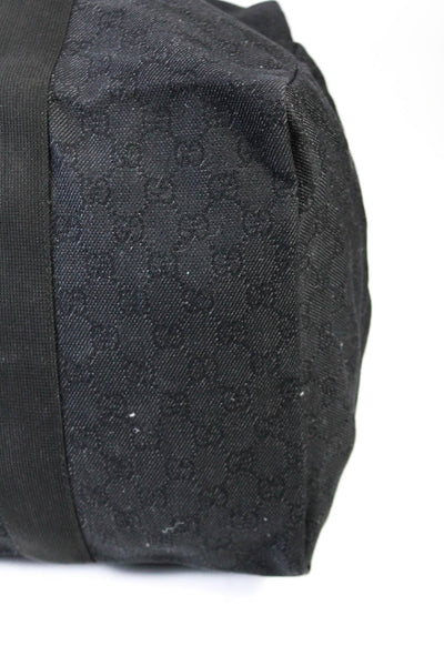 Gucci Womens Dark Gray Printed Canvas Zip Duffle Bag Handbag