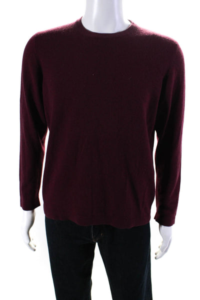 Malo Mens Cahsmere Knit Crew Neck Long Sleeve Sweater Top Burgundy Size 48